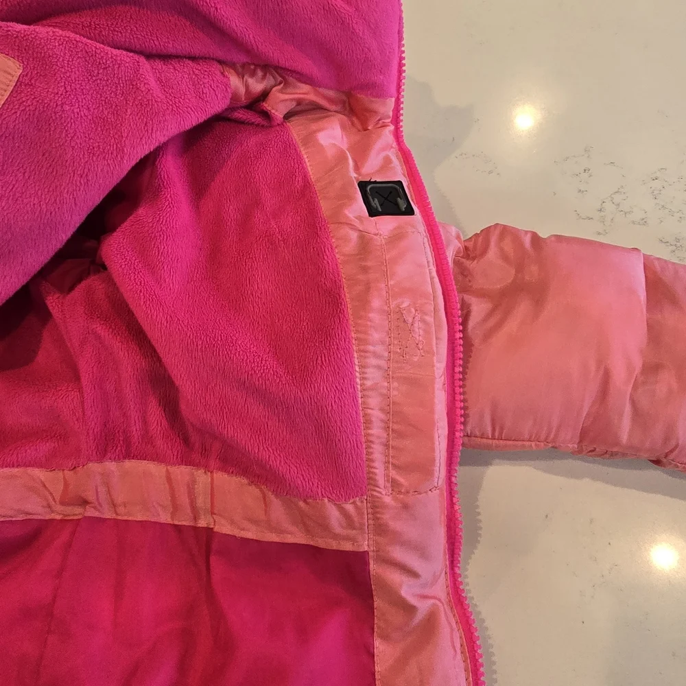 Champion Pink Hooded Quilted  Puffer Coat Jacket Kids Girls M 7-8